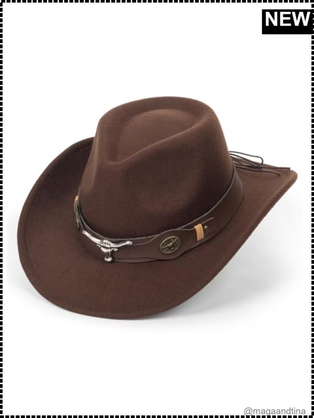 Felt Cowboy Hat Western Fedora Wide Brim Sun Protection